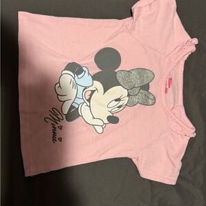 Disney Minnie Mouse Glitter Bow Pink Tee